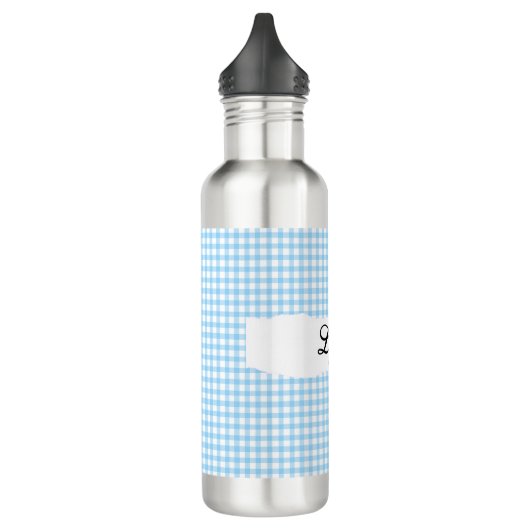 Personalized Blue Gingham Pattern & Custom Name Waterfles (Links)