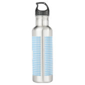 Personalized Blue Gingham Pattern & Custom Name Waterfles (Achterkant)