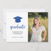 Personalized Blue Graduation Photo Invitation (Devant)