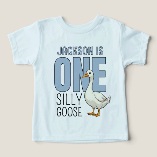 Personalized Blue One Silly Goose First Birthday (Design voorkant)