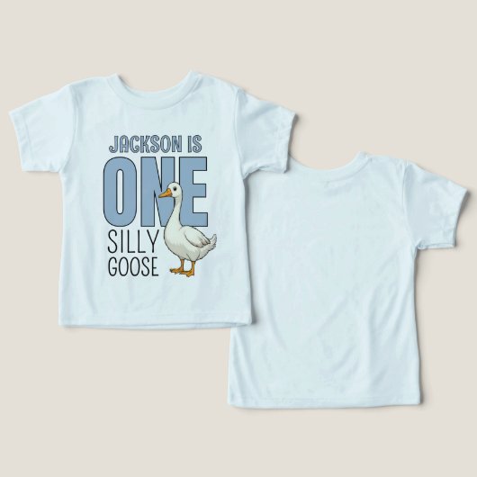 Personalized Blue One Silly Goose First Birthday (Ontwerp Voorkant & Achterkant)