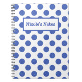 Personalized Blue Polka Dots Notitieboek (Voorkant)
