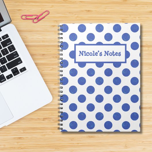 Personalized Blue Polka Dots Notitieboek