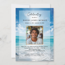 Personalized Blue Sky Funeral Invitation Kaart
