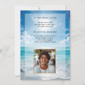 Personalized Blue Sky Funeral Invitation Kaart (Achterkant)