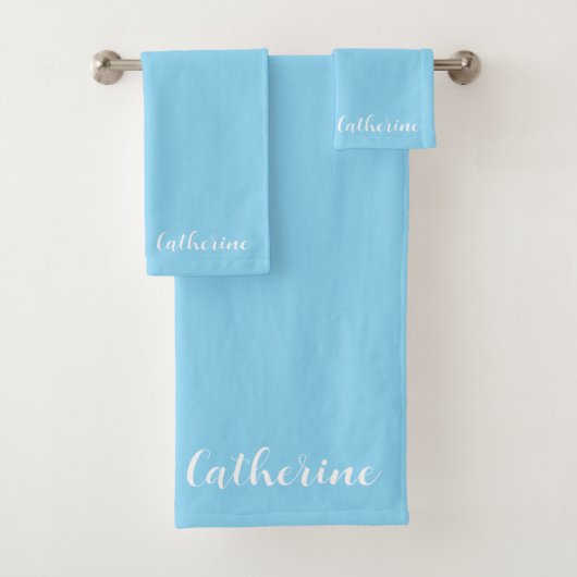 Personalized Blue Towels Set with Name  Bad Handdoek (Insitu)
