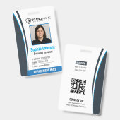 Personalized Blue White Corporate Staff ID Badge (Avant & arrière)