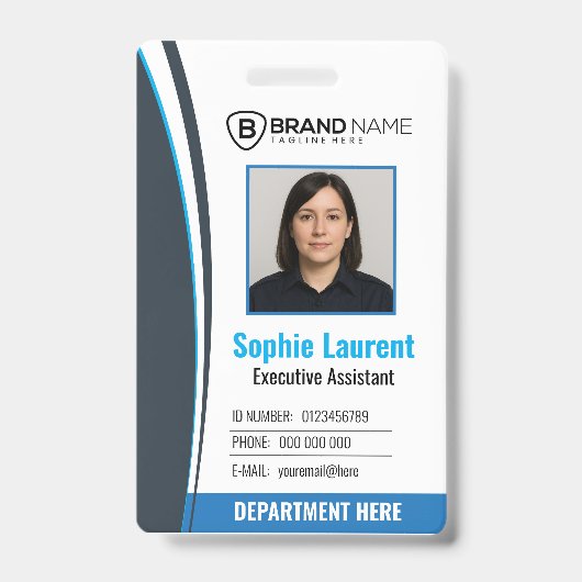 Personalized Blue White Corporate Staff ID Badge (Avant)