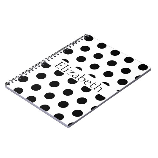Personalized Blue & White Polka Dots Pattern Notitieboek (Linkerzijde)