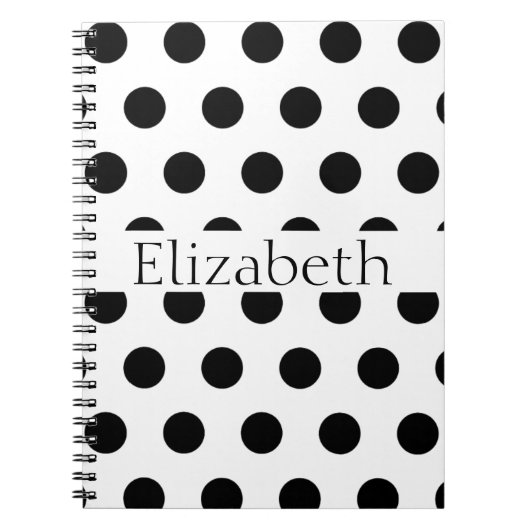 Personalized Blue & White Polka Dots Pattern Notitieboek (Voorkant)