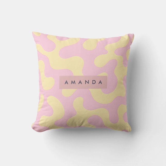 Personalized Blush Pink and Pastel Yellow Abstract Kussen (Voorkant)