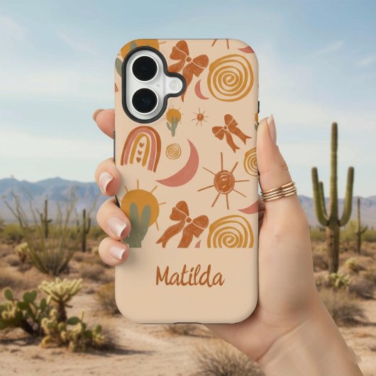 Personalized Boho Desert Sun Pattern Phone Case iPhone 16 Hoesje
