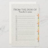  Personalized Boho Floral Teacher Pad  Briefpapier (Voorkant / Achterkant)