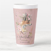 PERSONALIZED Boho Fox Feathers Herdenking Gift Latte Mok (Voorkant)