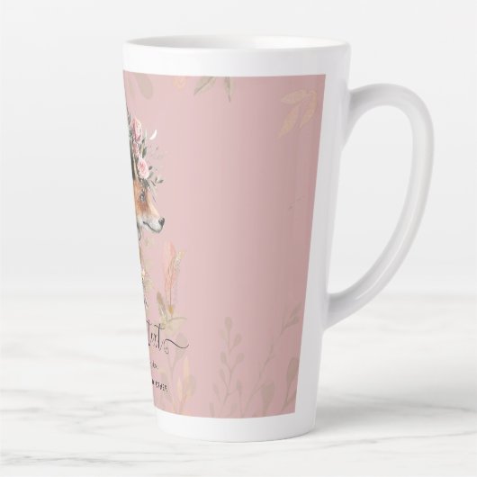 PERSONALIZED Boho Fox Feathers Herdenking Gift Latte Mok (Rechts)