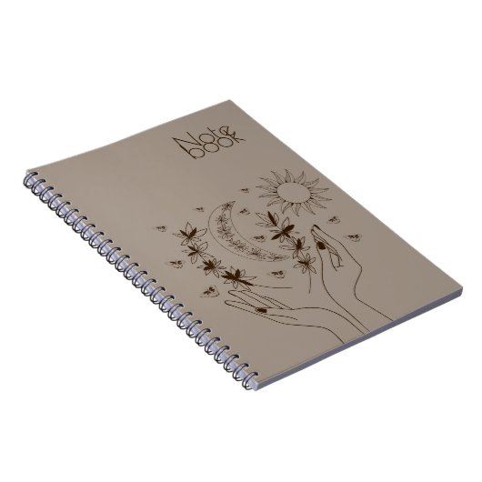 Personalized Boho Moon & Sun Spiral Notebook Notitieboek (Rechterzijde)