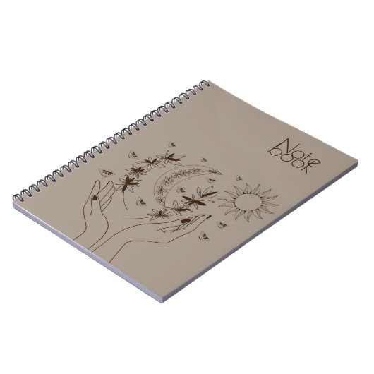 Personalized Boho Moon & Sun Spiral Notebook Notitieboek (Linkerzijde)