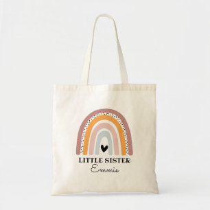 Personalized Boho Rainbow Little Sister Tote Bag