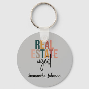 Personalized Boho Real Estate Agent Sleutelhanger