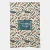 Personalized Boho Towel Ethnic Feathers & Arrows Theedoek (Verticaal)