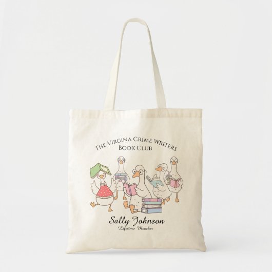 Personalized Book Club Tote Bag with Cute Geese (Devant)