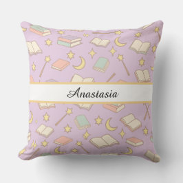 Personalized Bookish Girl Wizard Magic Name Purple Kussen