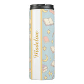 Personalized Bookish Girly Blue Cute Magic Name Thermosbeker (Achterkant)