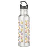 Personalized Bookish Girly Cute Cream Name Pink Waterfles (Achterkant)