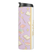 Personalized Bookish Girly Purple Cute Magic Name Thermosbeker (Geroteerd rechts)