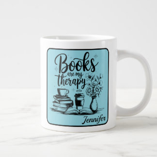 Personalized Books Are My Therapy Bookworms Blue Extra Grote Beker