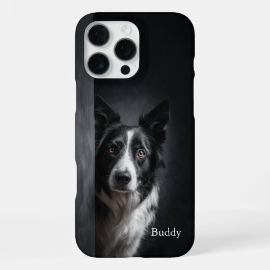 Personalized Border Collie Portrait iPhone Hoesje (Achterkant)