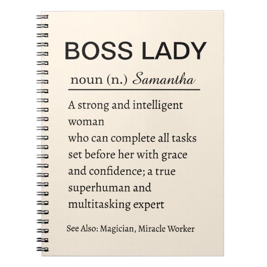 Personalized Boss Lady Definition Notebook Funny Notitieboek (Voorkant)