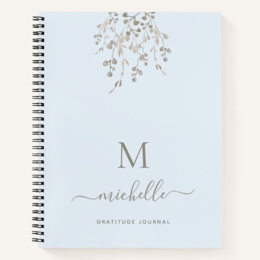Personalized Botanical Blue Gratitude Journal (Devant)