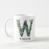 Personalized Botanical Christmas Monogram Letter W Koffiemok (Links)