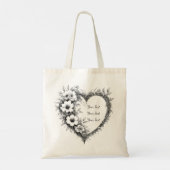 Personalized Botanical Heart Sketch Tote (Achterkant)