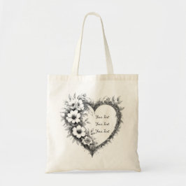 Personalized Botanical Heart Sketch Tote