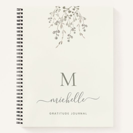 Personalized Botanical Ivory Gratitude Journal (Devant)