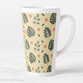 Personalized Botanical Name Cream and Sage Green Latte Mok