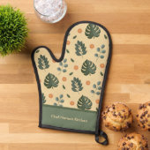 Personalized Botanical Name Cream and Sage Green Ovenwant (Top down)