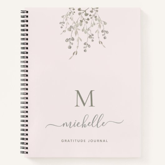 Personalized Botanical Pink Gratitude Journal (Devant)