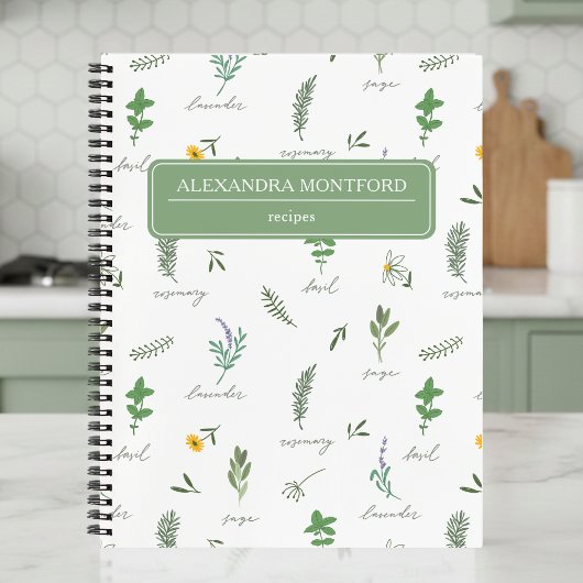 Personalized Botanical Recipe Notebook Notitieboek
