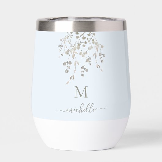 Personalized Botanical Watercolor Monogram Blue (Arrière)