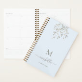 Personalized Botanical Watercolor Monogram Blue Planner (Display)
