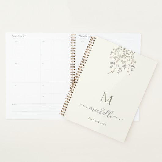 Personalized Botanical Watercolor Monogram Ivory (Devant avec enveloppe)