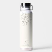 Personalized Botanical Watercolor Monogram Ivory Waterfles (Achterkant)