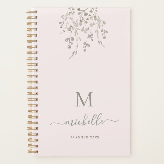 Personalized Botanical Watercolor Monogram Pink (Devant)