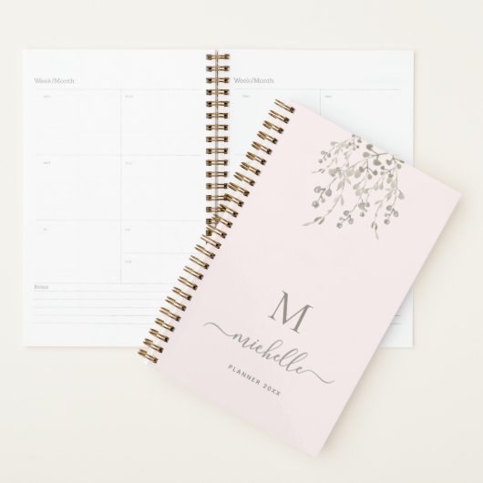 Personalized Botanical Watercolor Monogram Pink (Devant avec enveloppe)