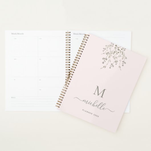 Personalized Botanical Watercolor Monogram Pink (Devant avec enveloppe)