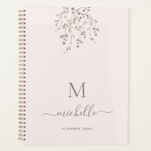 Personalized Botanical Watercolor Monogram Pink (Devant)