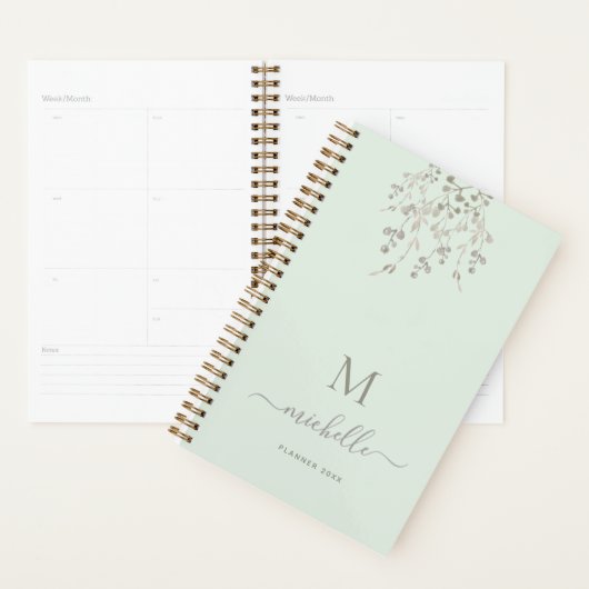 Personalized Botanical Watercolor Monogram Sage (Devant avec enveloppe)
